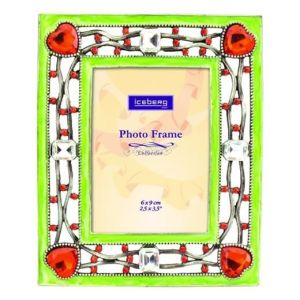 290084 Фоторамка металлическая форм. 6х9 см Сердечки