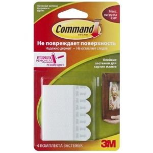 Настенная застежка для картин Command (4 шт.) мал. # 17202