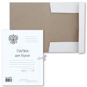 Папка д/бумаг с завязками Brauberg Standard, Герб России, картонная, гарант. пл. 300г/кв.м.,до 200л.
