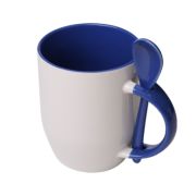 Кружка субл., белая внутри синяя с ложкой # 1089